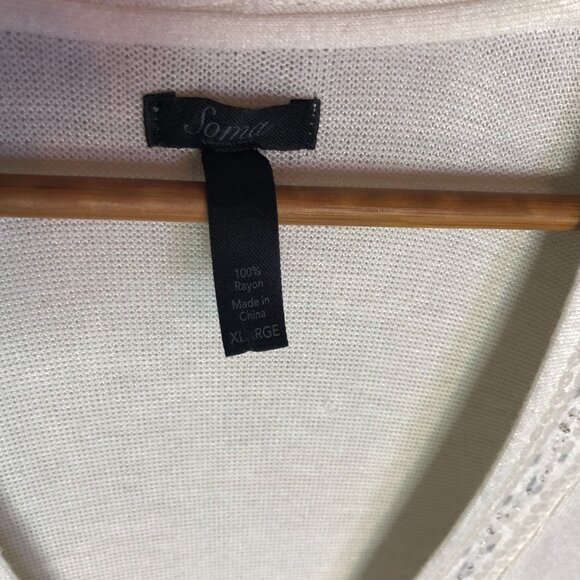 SOMA Intimates Open White cardigan With Sequence Trim Size XL - Picture 4 of 6